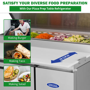 Orikool 44 Inch Commercial Pizza Prep Table with Refrigerator