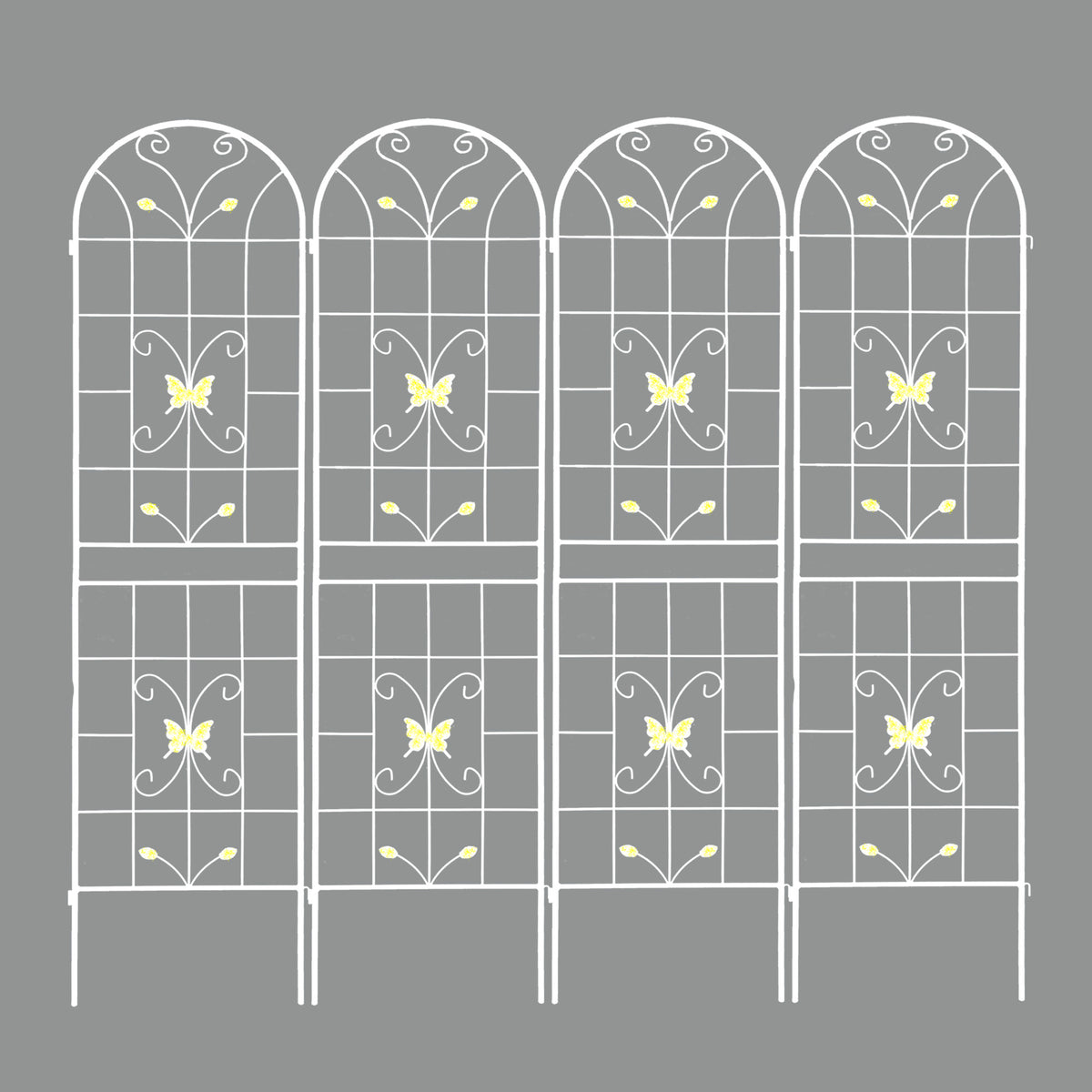 4-Pack Metal Garden Trellis, 86.7 x 19.7 Inches, Rustproof Iron, Cream White