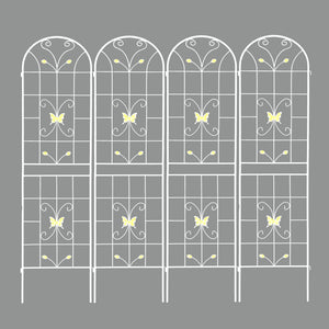 4-Pack Metal Garden Trellis, 86.7 x 19.7 Inches, Rustproof Iron, Cream White
