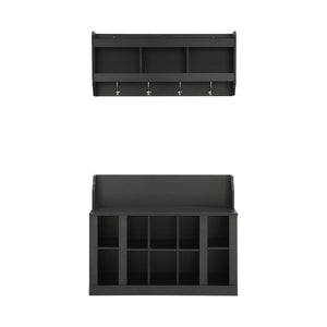 ON-TREND Shoe Storage Bench with Shelves and Hooks