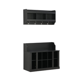 ON-TREND Shoe Storage Bench with Shelves and Hooks