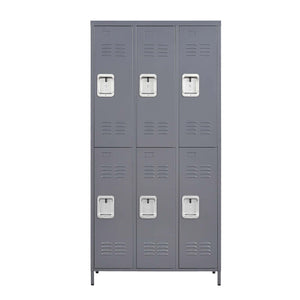 6-Door Metal Locker Cabinet, 72 Inches High, Gray with Individual Locks