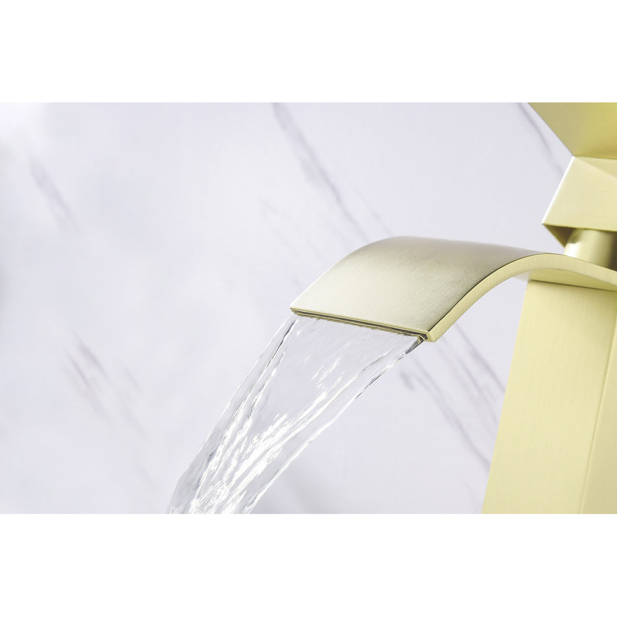 Waterfall Spout Bathroom Sink Single Handle Faucet with Pop-Up Drain (with Overflow)