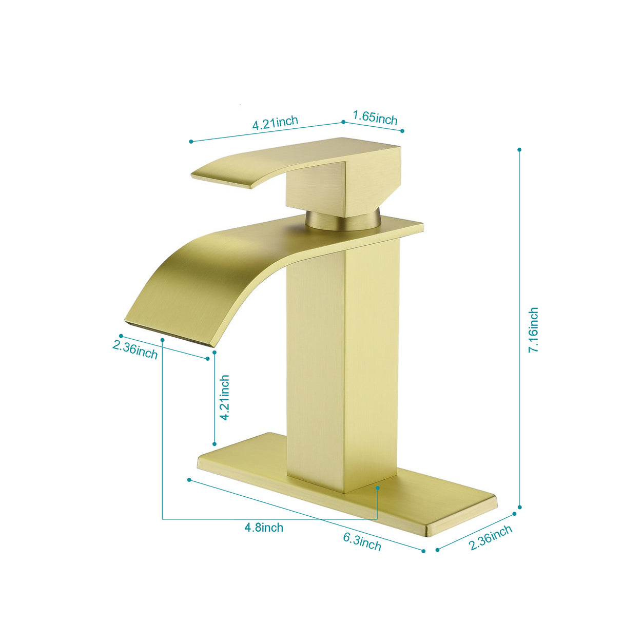 Waterfall Spout Bathroom Sink Single Handle Faucet with Pop-Up Drain (with Overflow)