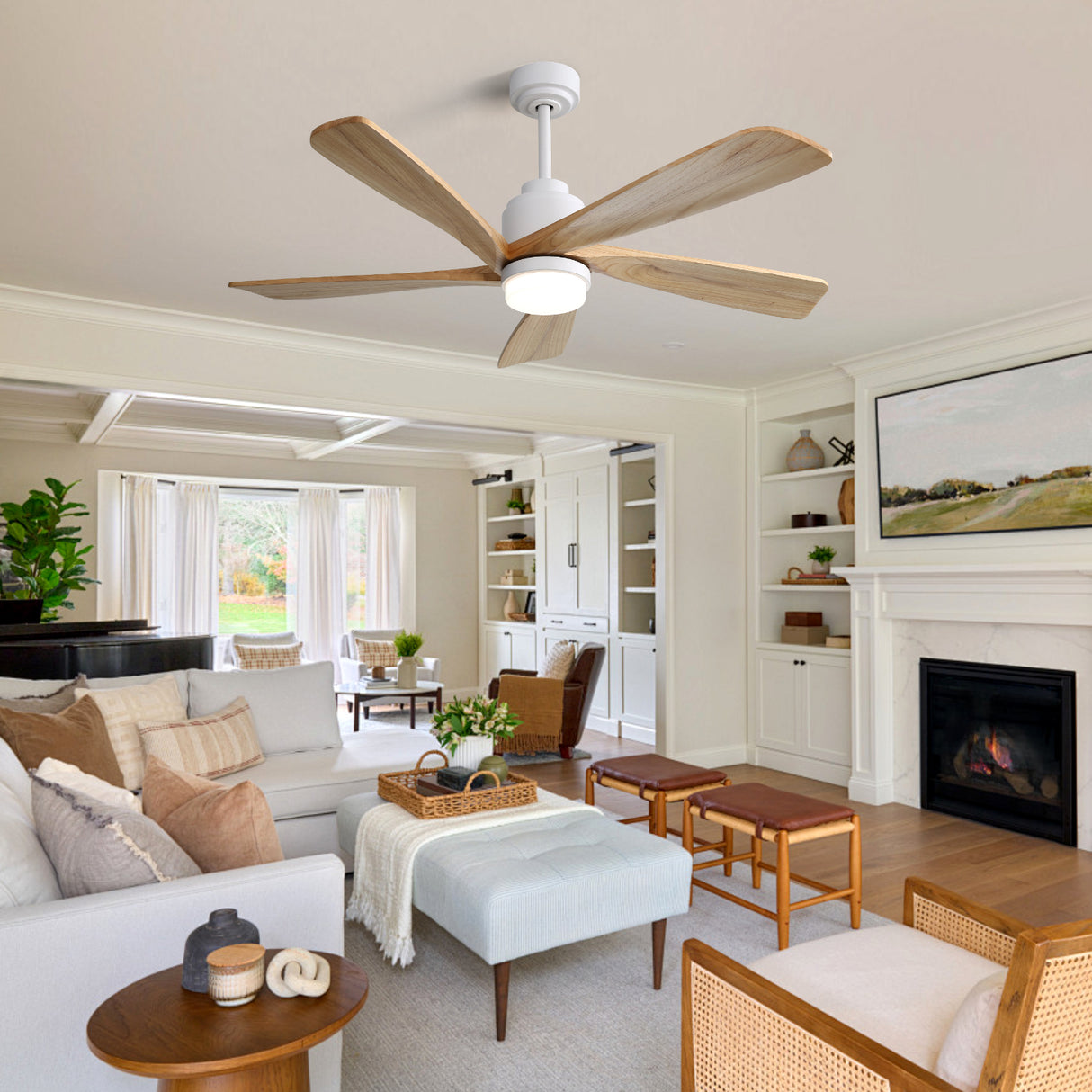 52 Inch Ceiling Fan With Dimmable LED Light and Remote Control