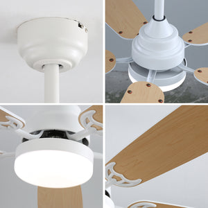Indoor Modern 52 Inch Ceiling Fan with LED Light and Remote Control