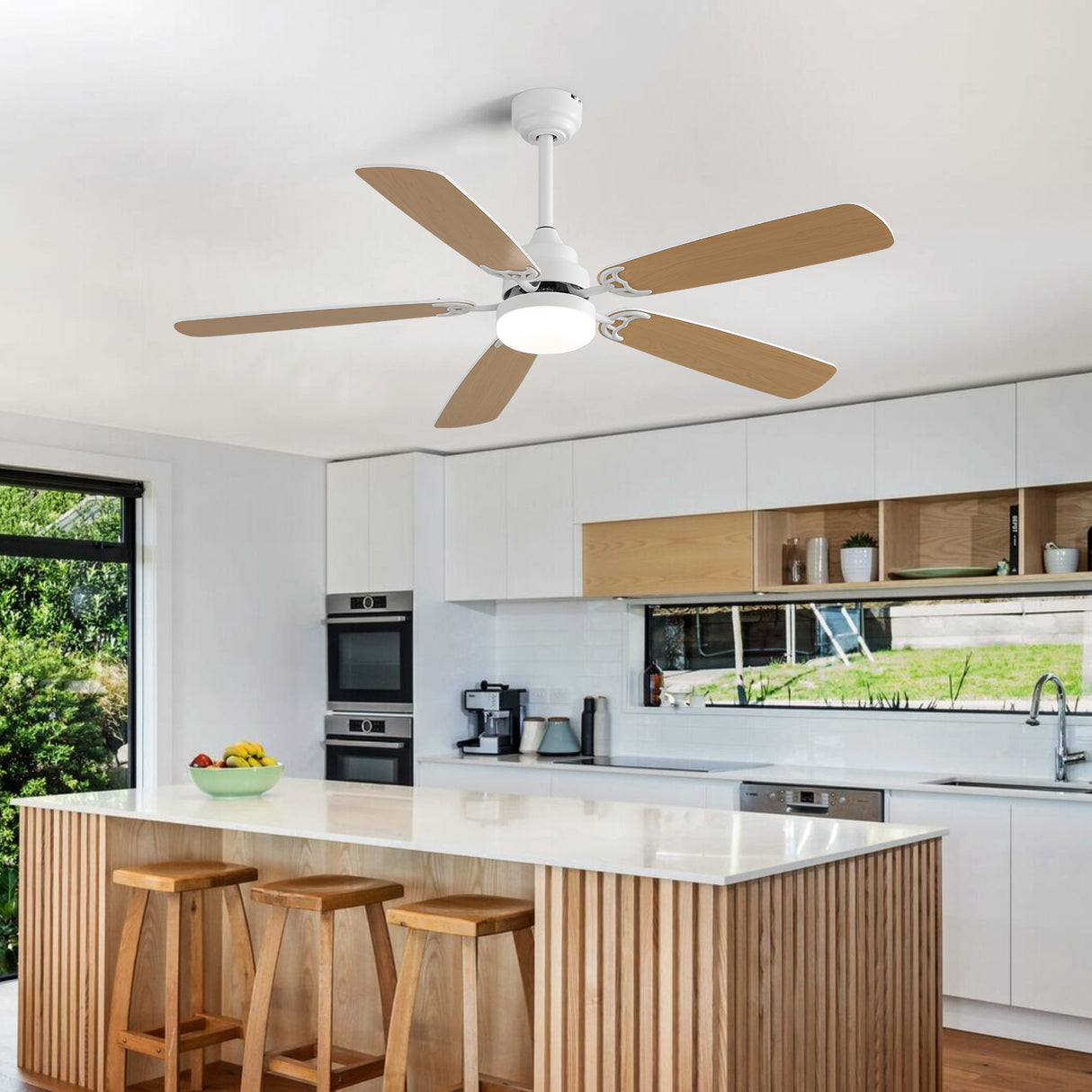Indoor Modern 52 Inch Ceiling Fan with LED Light and Remote Control
