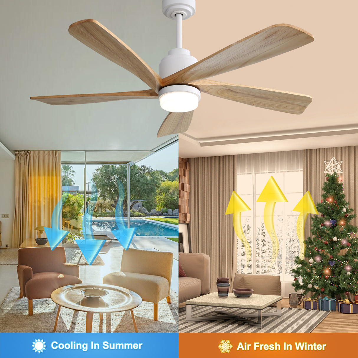 52 Inch Ceiling Fan With Dimmable LED Light and Remote Control