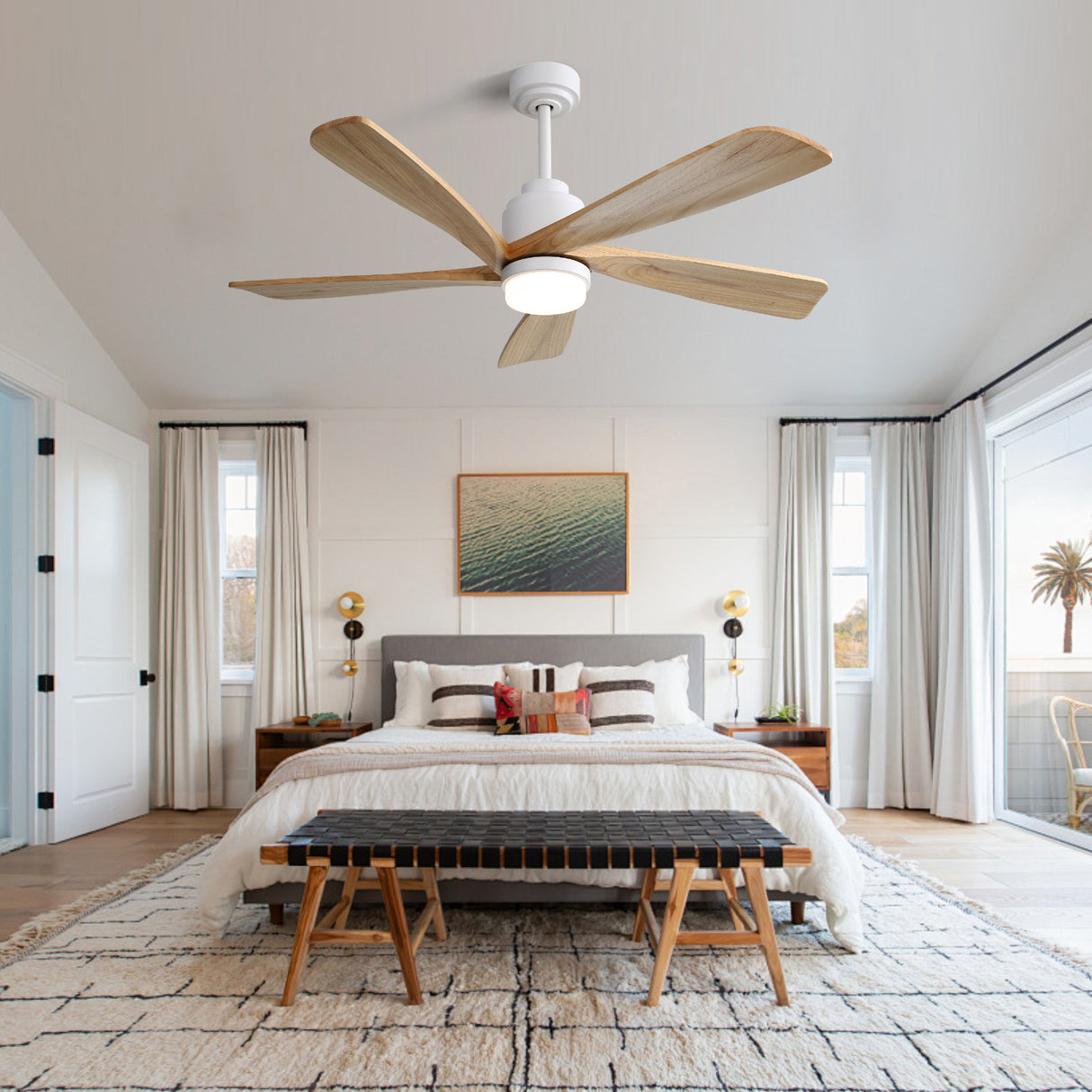 52 Inch Ceiling Fan With Dimmable LED Light and Remote Control