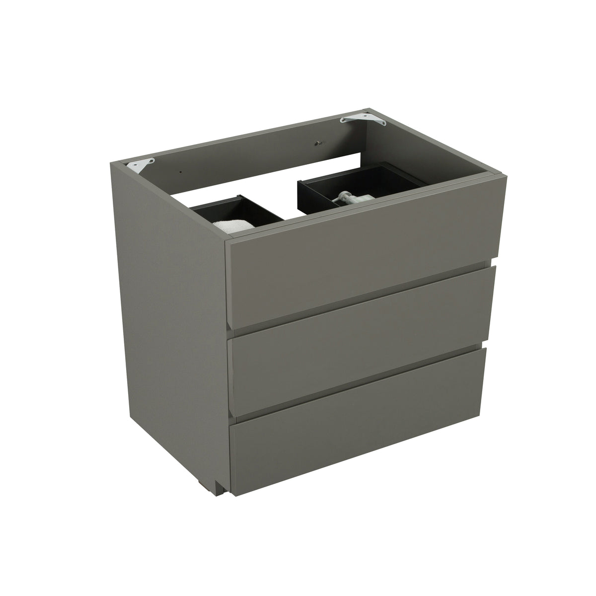 Alice Floor Vanity Cabinet, 36 Inches, Gray, Three Drawers, No Basin