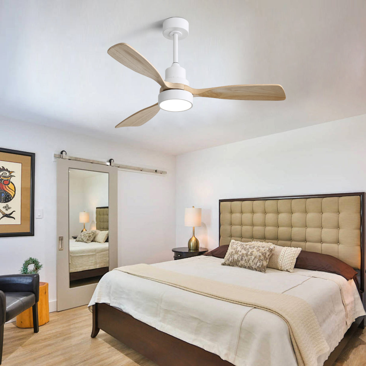 48 Inch Indoor Ceiling Fan with Light and Remote Control