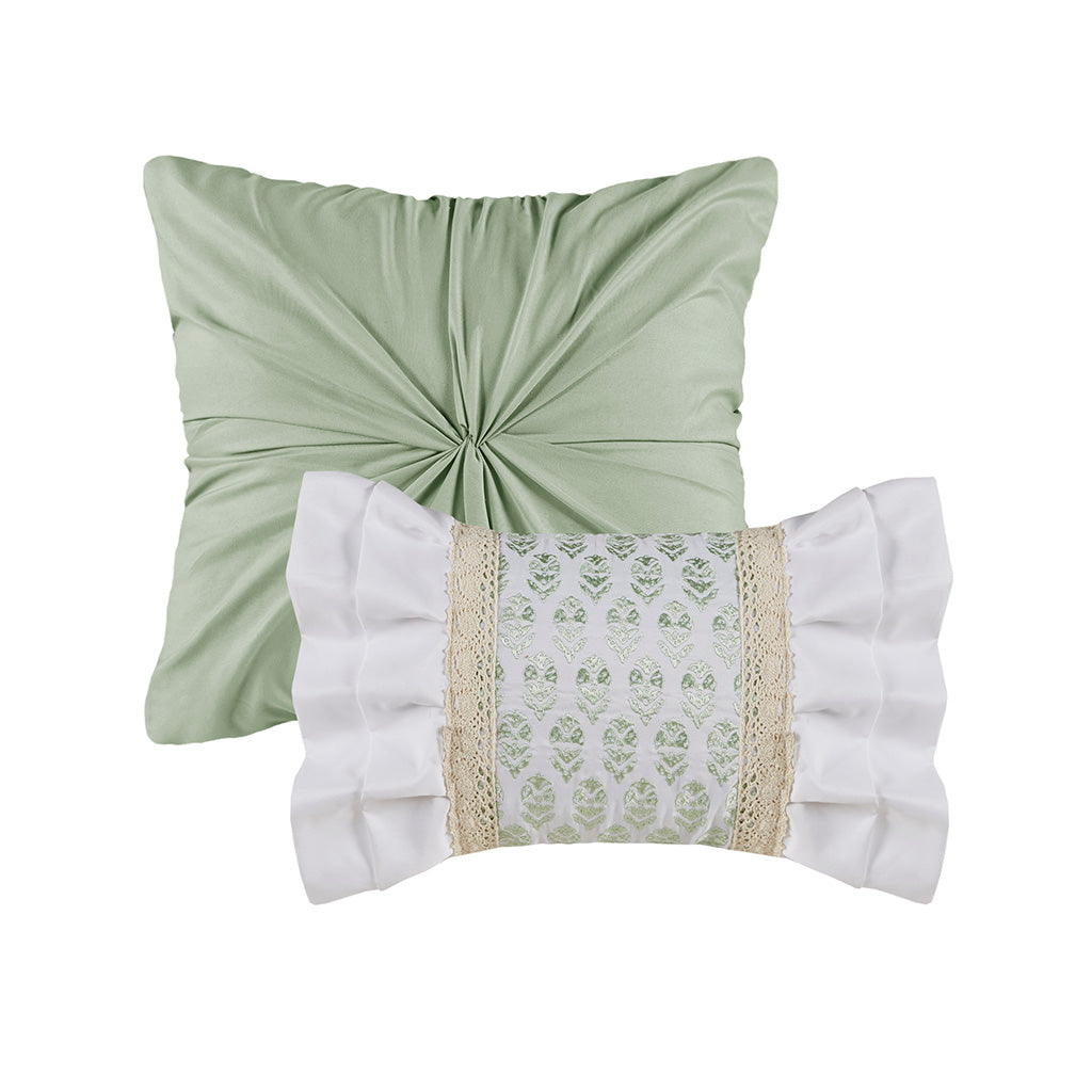 Full/Queen 5 Piece Seersucker Comforter Set with Throw Pillows