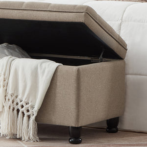 Upholstered Tufted Button Storage Bench