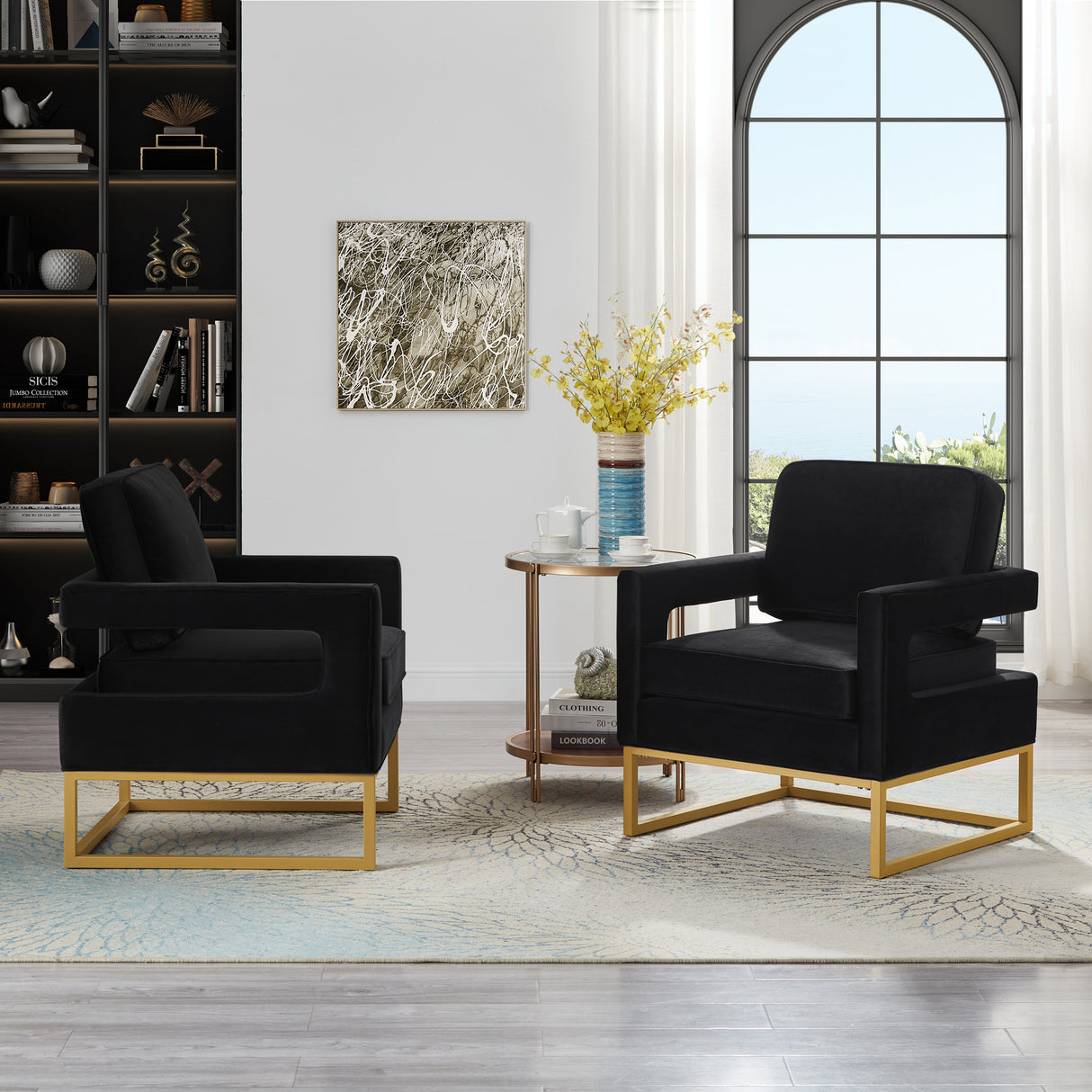 Modern Style Accent Chair with Velvet Fabric