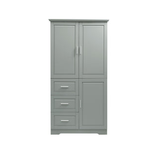 Tall and Wide Storage Cabinet with Doors for Bathroom or Office, Grey