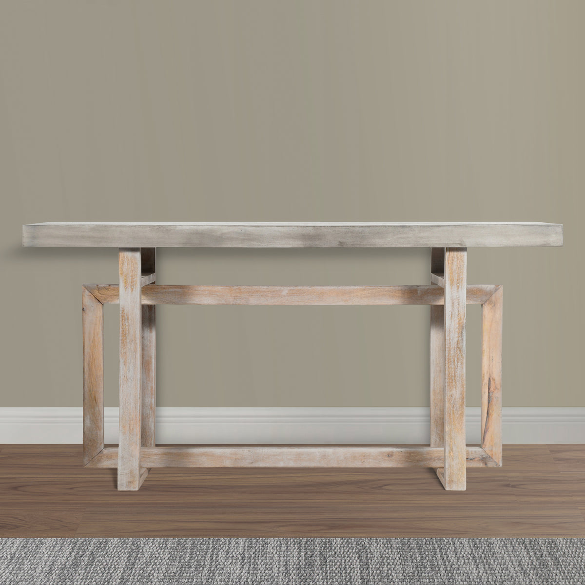 59 Inch Artisan Sideboard Console Table with Geometric Interlocked Base