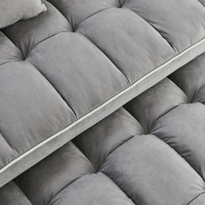 51-Inch Foldable Velvet Sofa Bed with Adjustable Back and USB Port, Gray