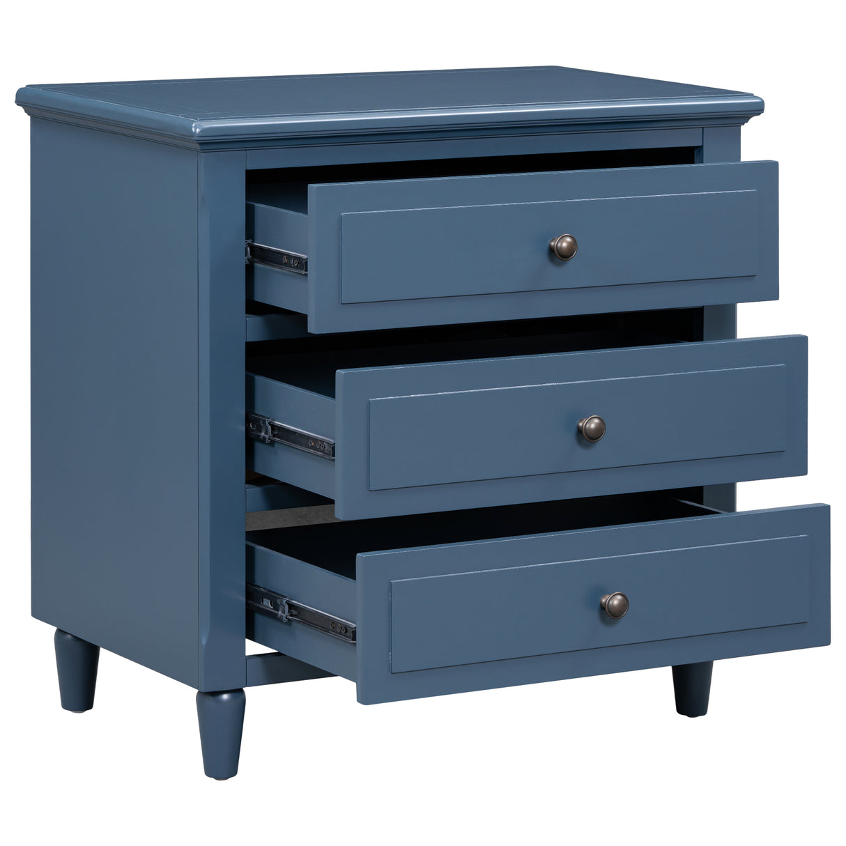 U_STYLE 28'' Pine Wood Nightstand with 3 Drawers