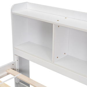 Full Bed with Bookcase Headboard, Under Bed Storage Drawers and Bed End Storage Case