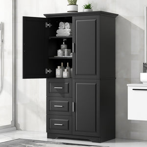 Tall and Wide Storage Cabinet with Doors for Bathroom/Office
