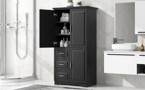 Tall and Wide Storage Cabinet with Doors for Bathroom/Office
