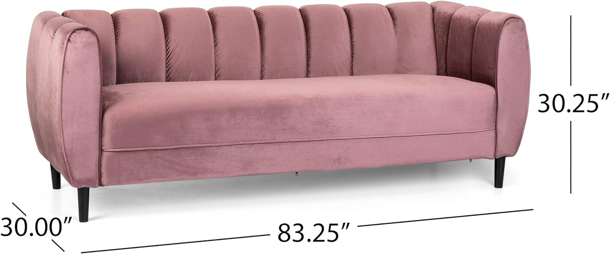 Miranda Velvet 3-Seater Sofa in Blush