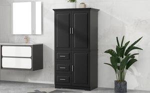Tall and Wide Storage Cabinet with Doors for Bathroom/Office
