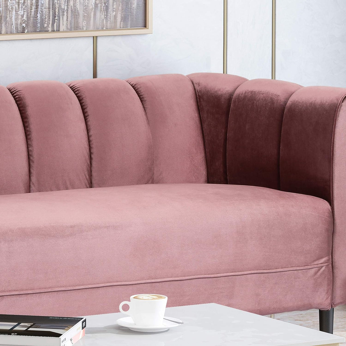 Miranda Velvet 3-Seater Sofa in Blush