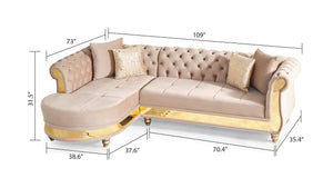Gold Detailed Tufted Upholstery Sectional
