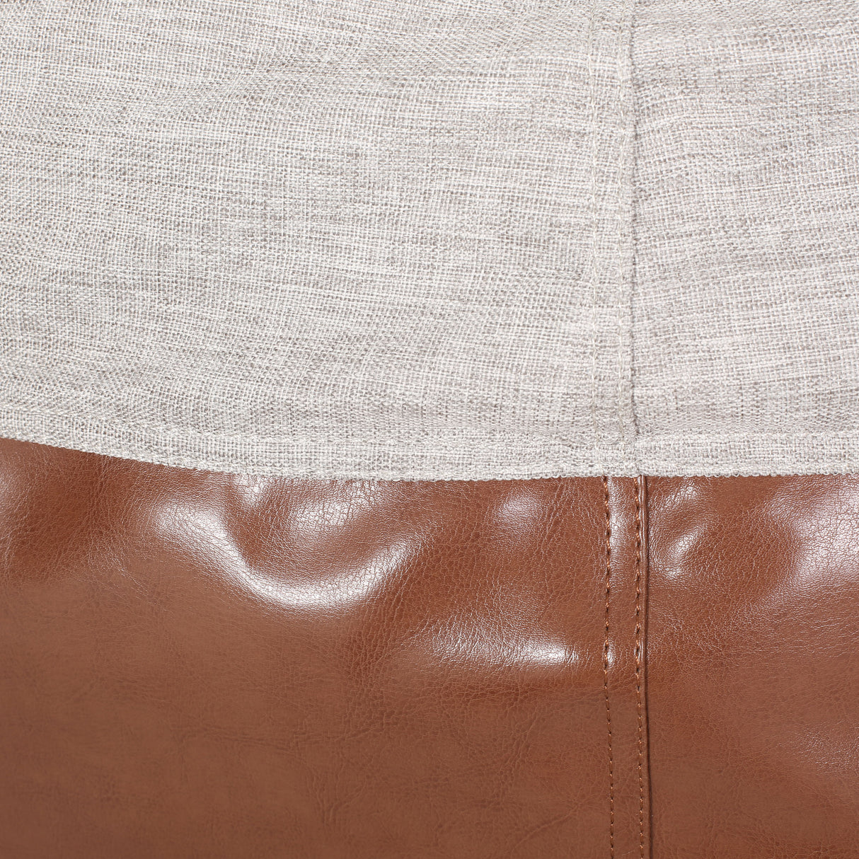 Maxi 5 Foot Two Color Fabric and Faux Leather Rounded Bean Bag