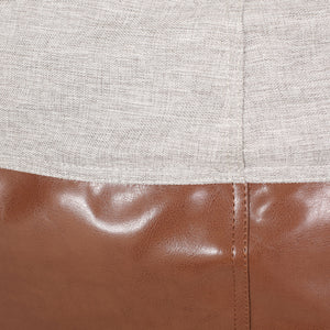 Maxi 5 Foot Two Color Fabric and Faux Leather Rounded Bean Bag