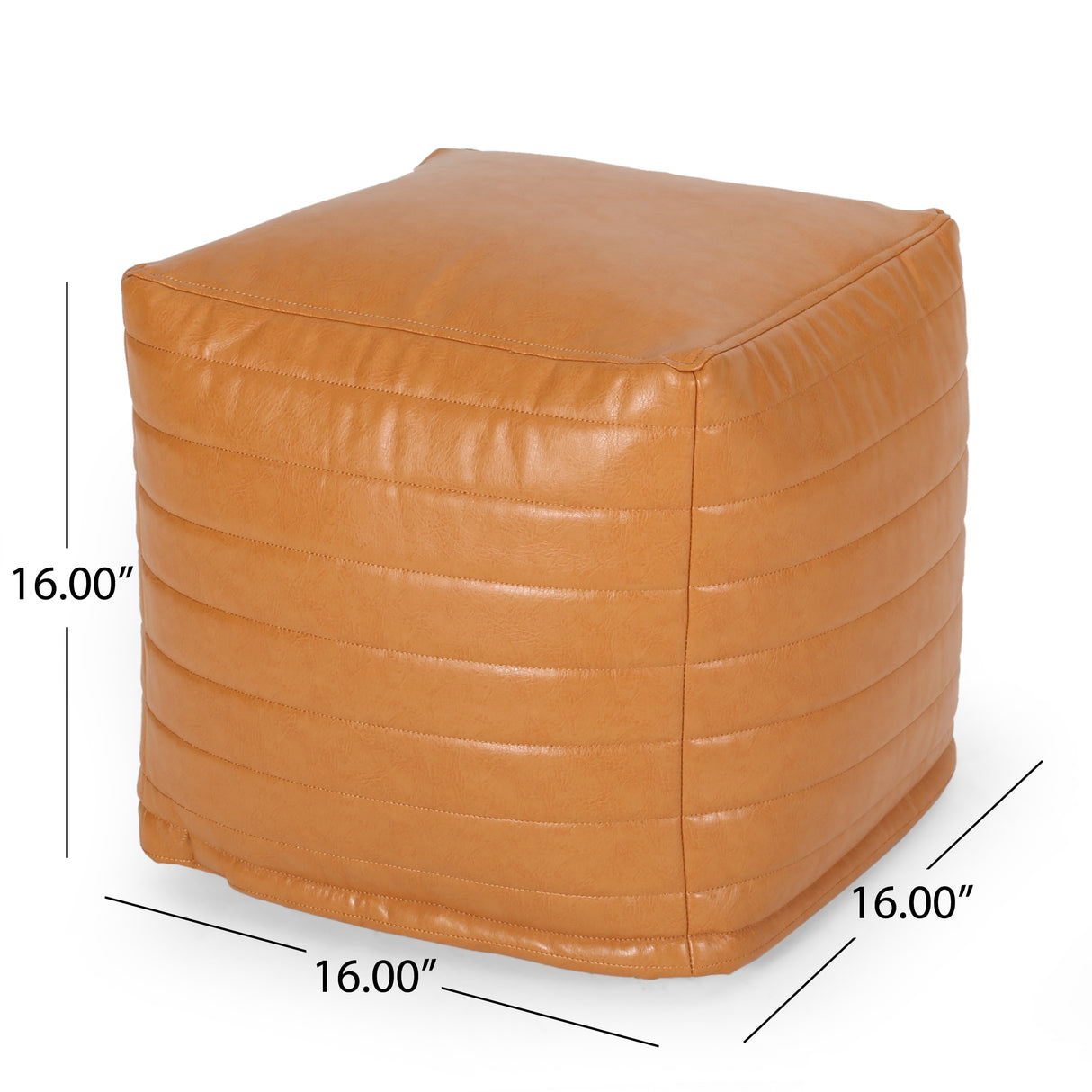 Candy Contemporary Faux Leather Square Pouf