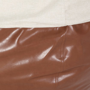 Maxi 5 Foot Two Color Fabric and Faux Leather Rounded Bean Bag