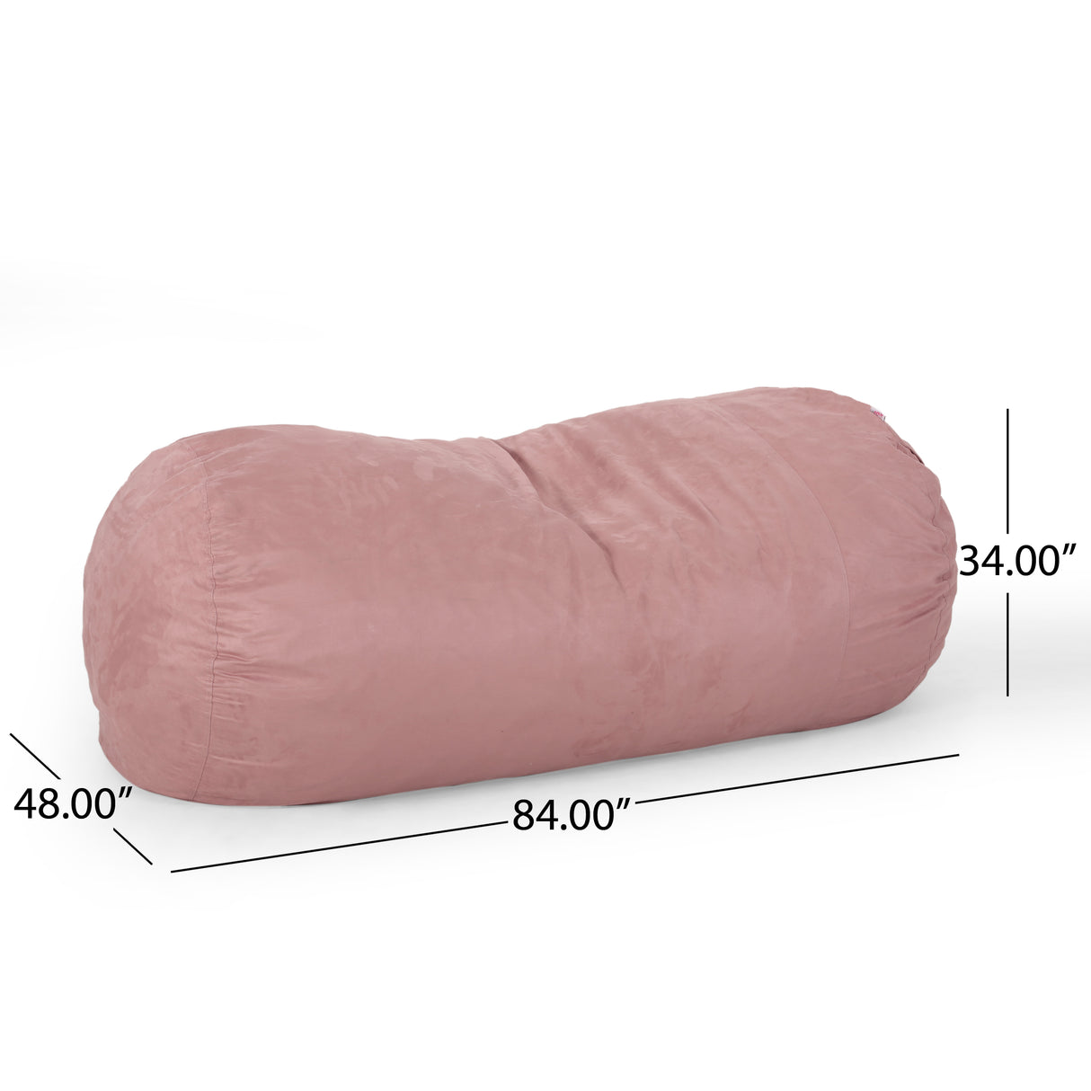Aruba 8 Foot Microfiber Cylindrical Bean Bag Chair - Rose