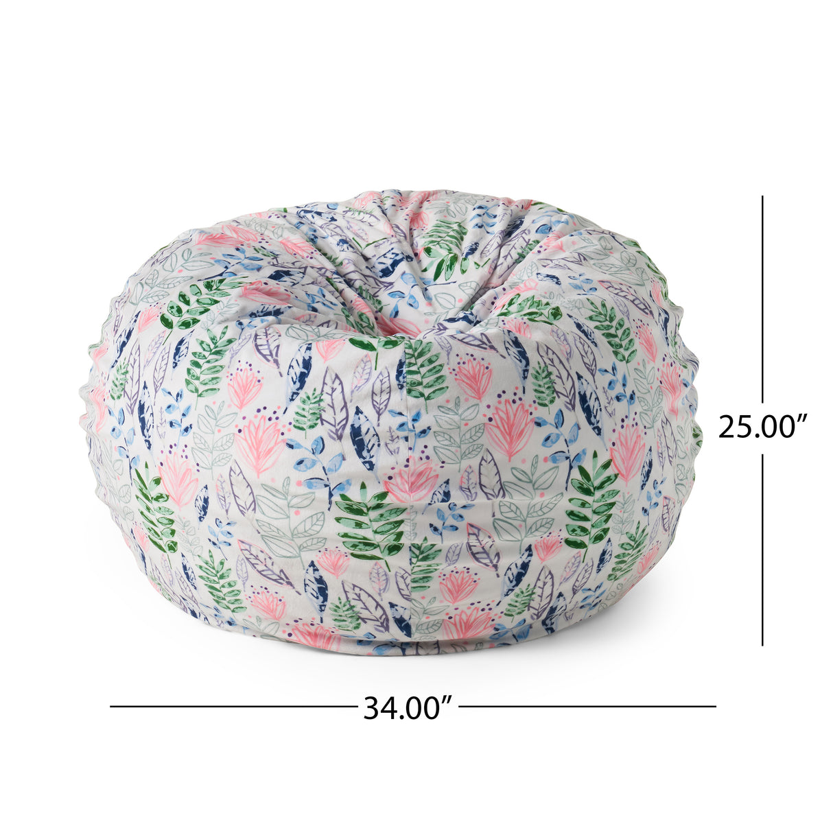 Barcadera 3 Foot Rounded Bean Bag - Leaf Print
