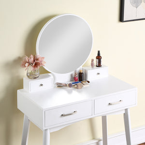 Liannon Contemporary Wood Vanity and Stool Set