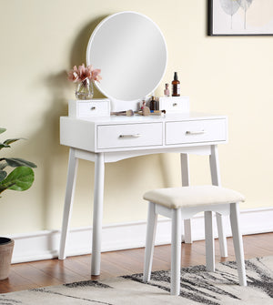 Liannon Contemporary Wood Vanity and Stool Set