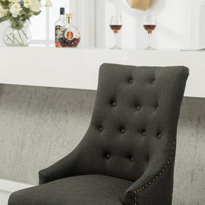 Charcoal Button Tufted Wingback Hostess Chairs Set of 2