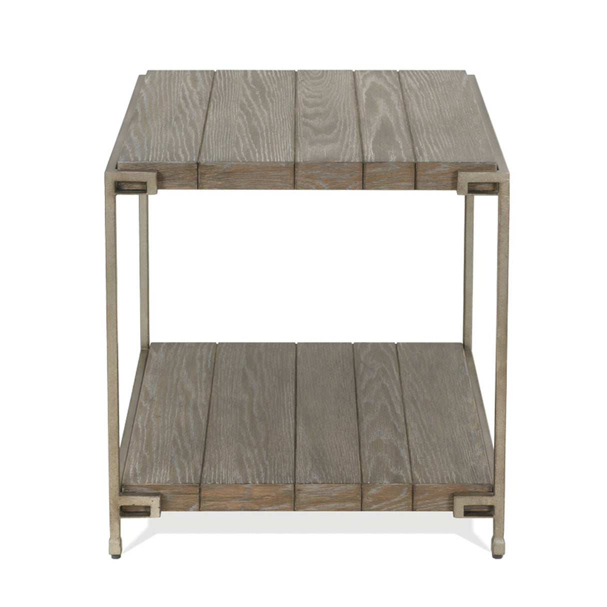 Corbeta Metal Frame Wood Living Room End Table with Shelf