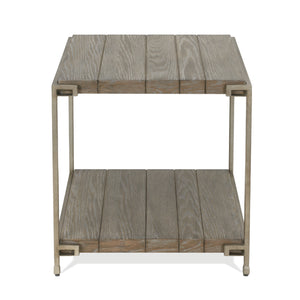 Corbeta Metal Frame Wood Living Room End Table with Shelf