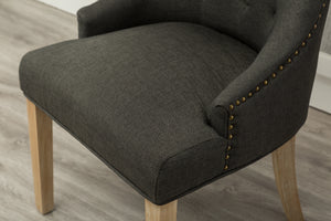 Charcoal Button Tufted Wingback Hostess Chairs Set of 2