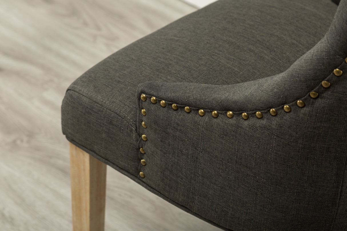 Charcoal Button Tufted Wingback Hostess Chairs Set of 2