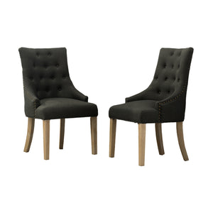 Charcoal Button Tufted Wingback Hostess Chairs Set of 2