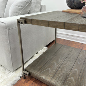 Corbeta Metal Frame Wood Living Room End Table with Shelf