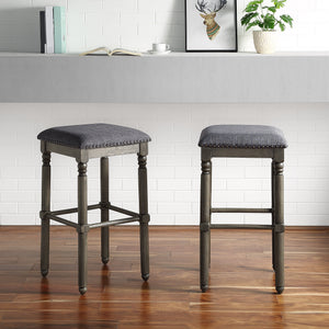 Arnhem Wood Upholstered Bar Stools, Set of 2