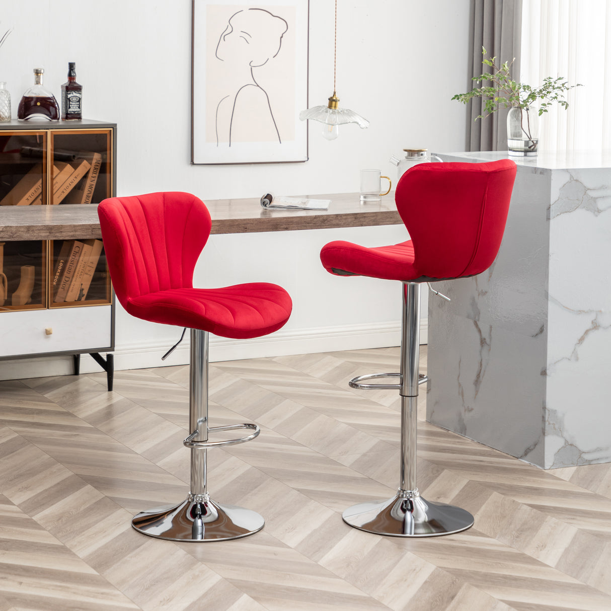 Ellston Upholstered Adjustable Swivel Barstools