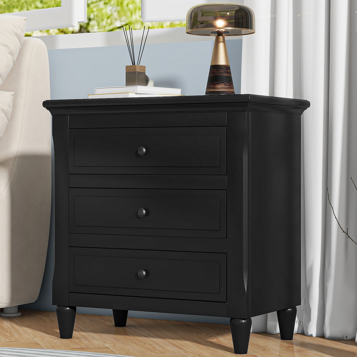 U Style 28" Painted Nightstand with 3 Drawers