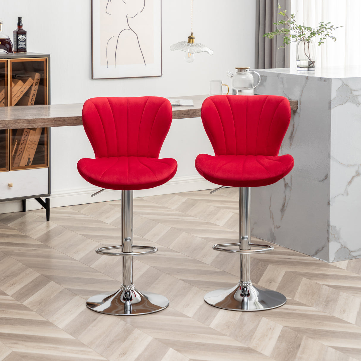 Ellston Upholstered Adjustable Swivel Barstools