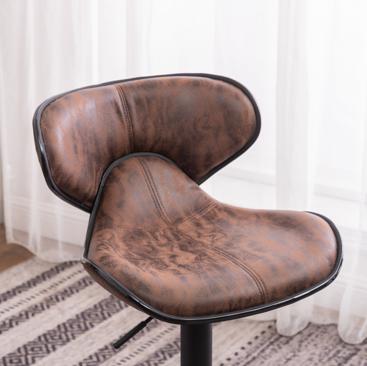 Masaccio Weathered Upholstery Airlift Adjustable Swivel Barstool
