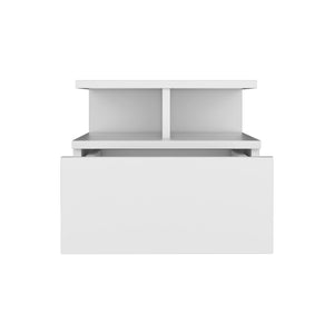 Floating Nightstand 12"H, Wall Mounted with Single Drawer and 2-Tier Shelf